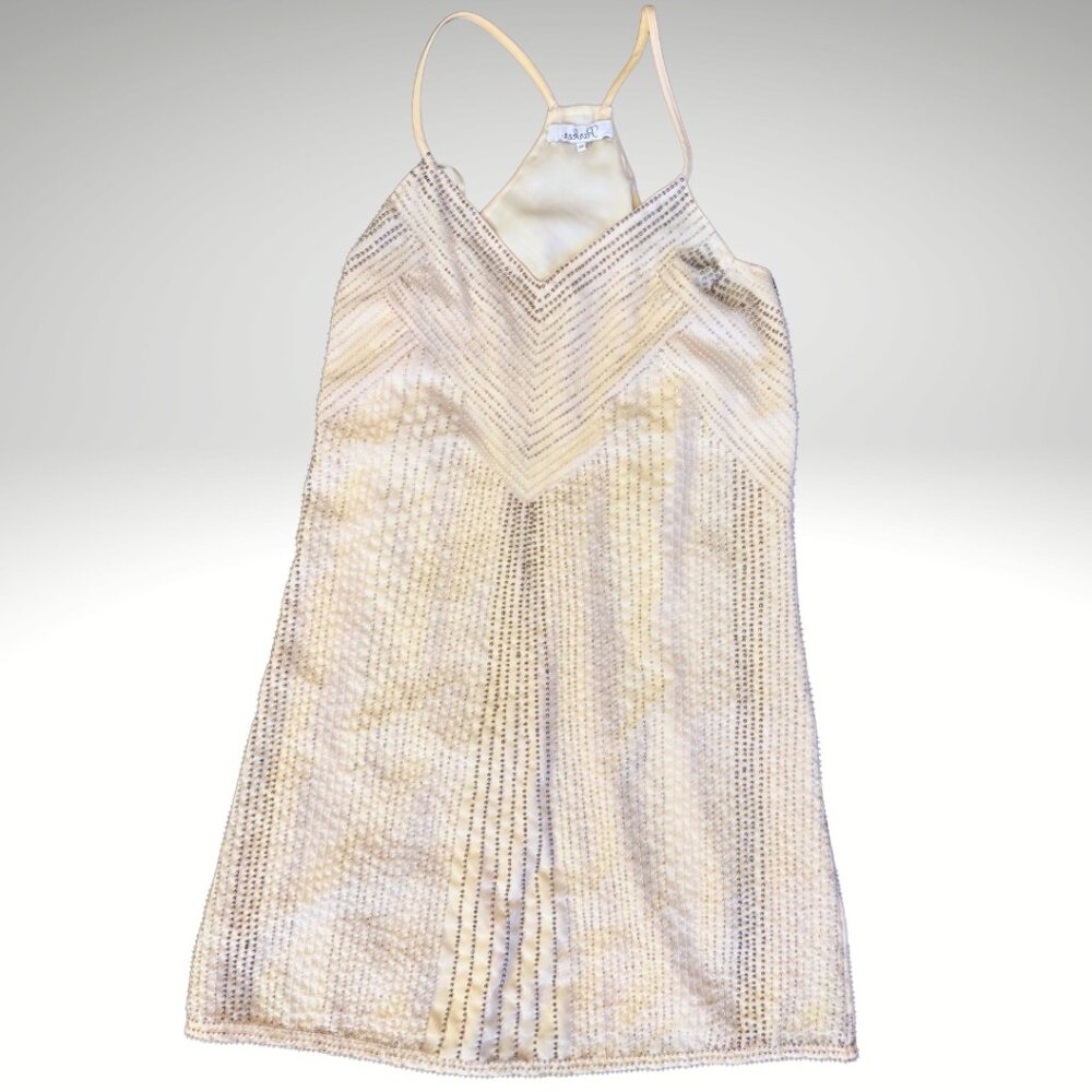 Parker Cream Beaded Racerback V-Neck Dress – Size XS